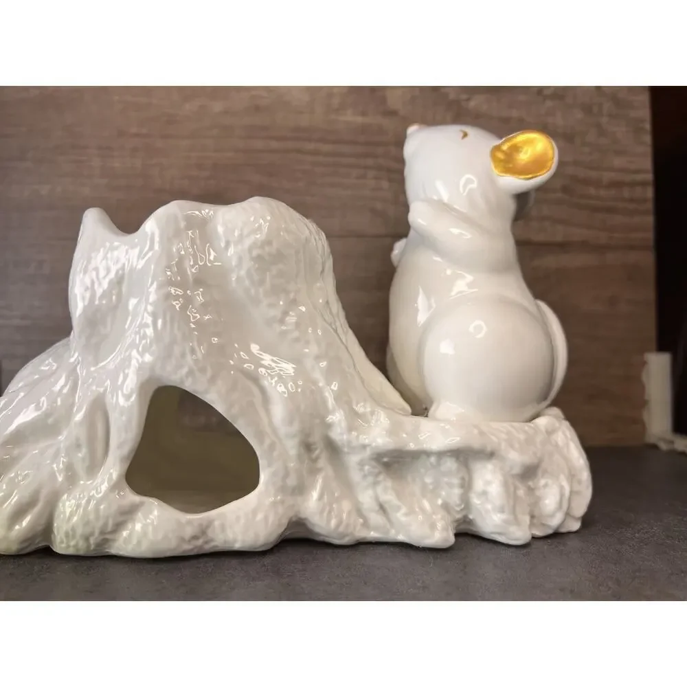 VTG White Mouse Tree Trunk Vase Succulent Planter Ceramic 99 INTL